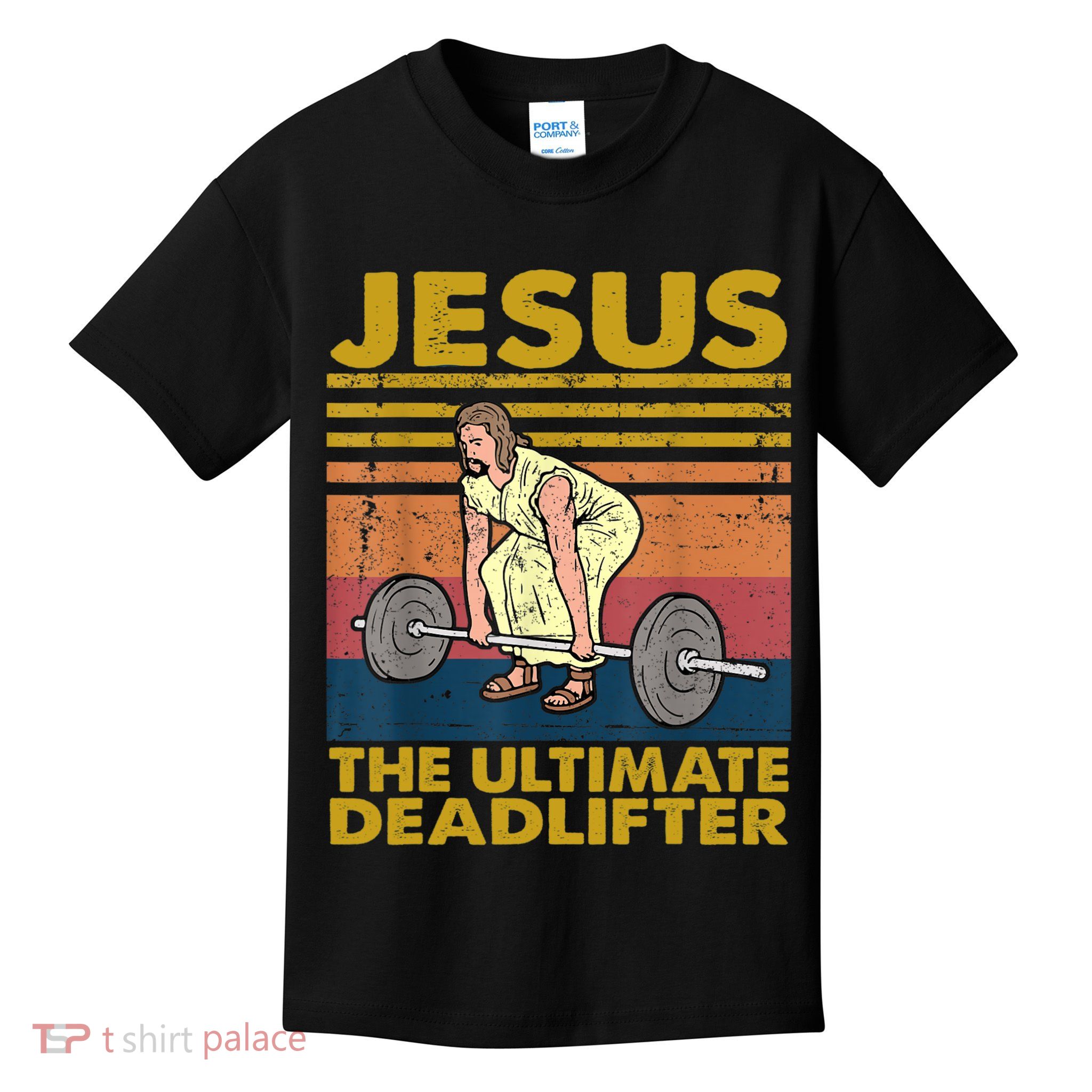 Vintage Jesus The Ultimate Deadlifter Funny Christian Gym Kids T-Shirt
