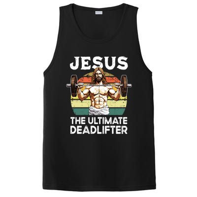 Vintage Jesus The Ultimate Deadlifter Funny Christian Gym Gift PosiCharge Competitor Tank