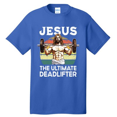 Vintage Jesus The Ultimate Deadlifter Funny Christian Gym Gift Tall T-Shirt