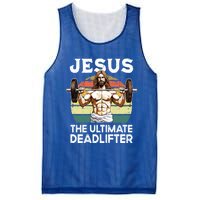 Vintage Jesus The Ultimate Deadlifter Funny Christian Gym Gift Mesh Reversible Basketball Jersey Tank