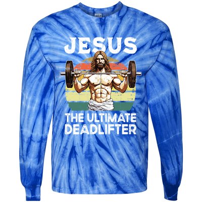 Vintage Jesus The Ultimate Deadlifter Funny Christian Gym Gift Tie-Dye Long Sleeve Shirt