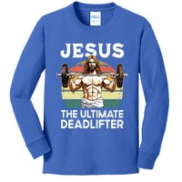 Vintage Jesus The Ultimate Deadlifter Funny Christian Gym Gift Kids Long Sleeve Shirt