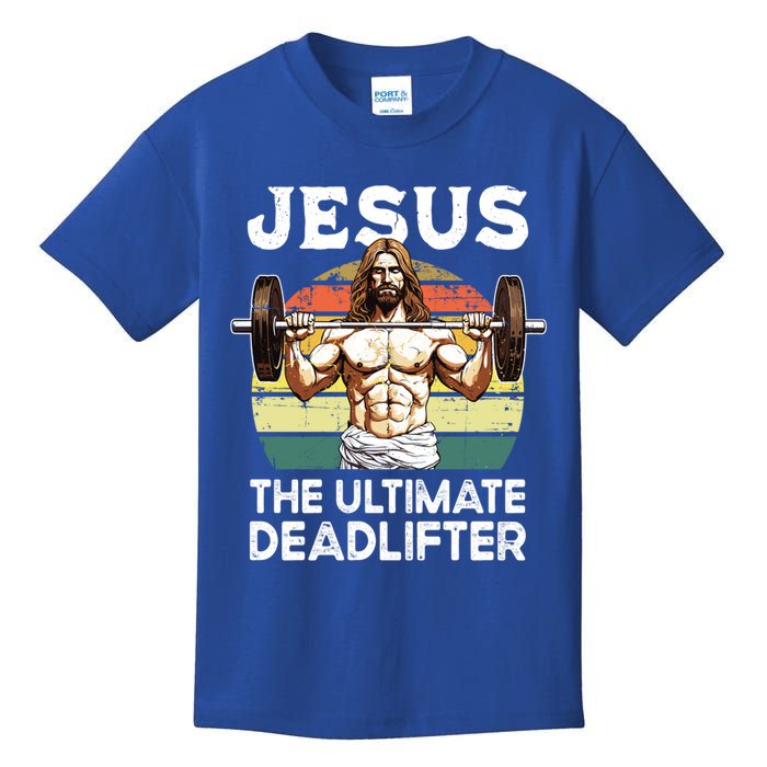 Vintage Jesus The Ultimate Deadlifter Funny Christian Gym Gift Kids T-Shirt