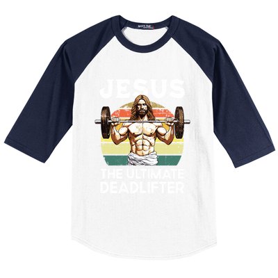 Vintage Jesus The Ultimate Deadlifter Funny Christian Gym Gift Baseball Sleeve Shirt