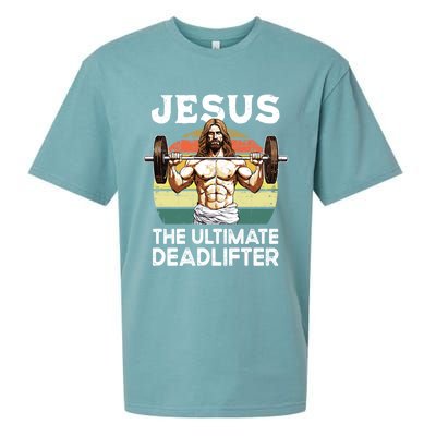 Vintage Jesus The Ultimate Deadlifter Funny Christian Gym Gift Sueded Cloud Jersey T-Shirt