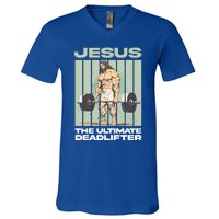 Vintage Jesus The Ultimate Deadlifter Funny Christian Gym Gift V-Neck T-Shirt