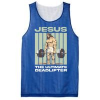 Vintage Jesus The Ultimate Deadlifter Funny Christian Gym Gift Mesh Reversible Basketball Jersey Tank