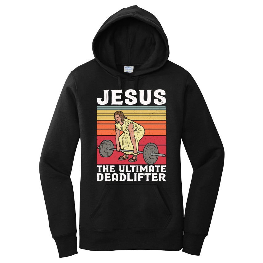 Vintage Jesus The Ultimate Deadlifter Funny Gym Bodybuliding Funny Gift Women's Pullover Hoodie