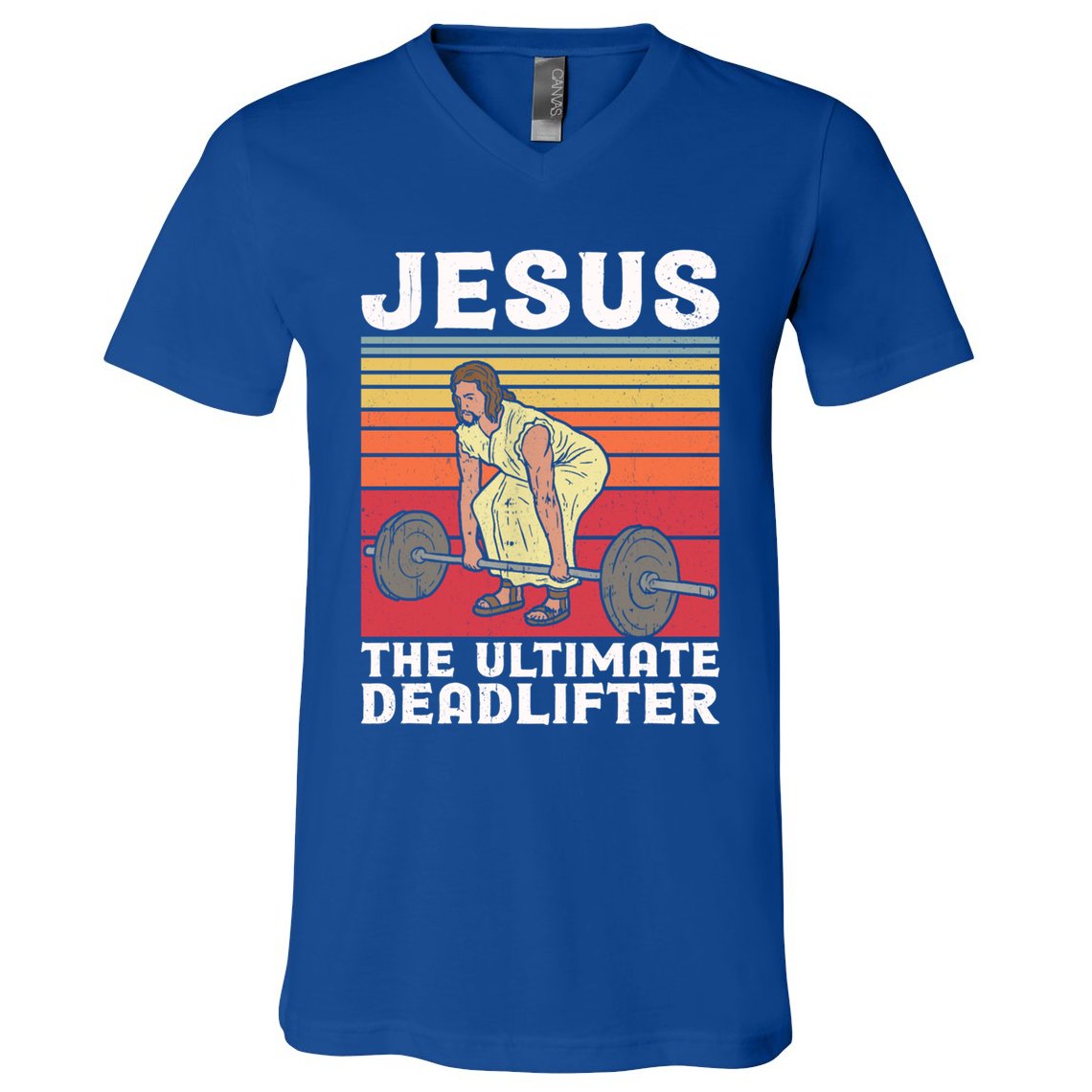 Vintage Jesus The Ultimate Deadlifter Funny Gym Bodybuliding Funny Gift V-Neck T-Shirt