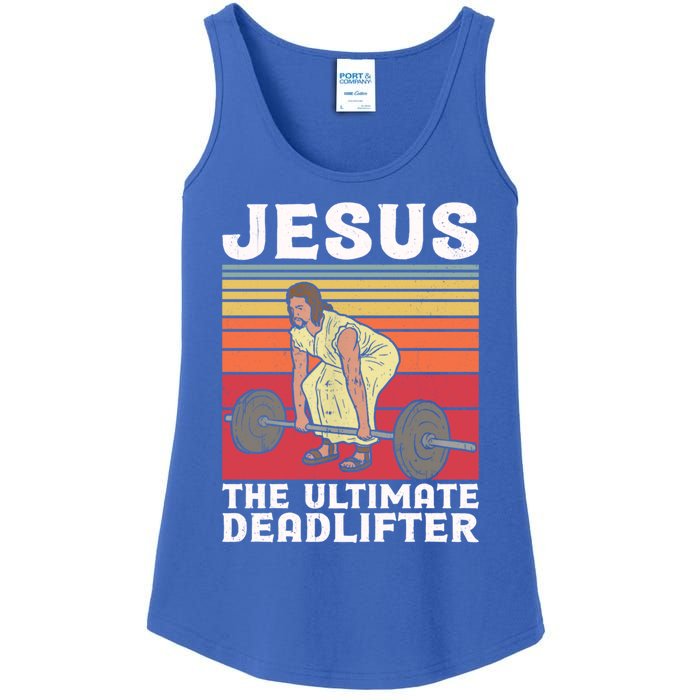 Vintage Jesus The Ultimate Deadlifter Funny Gym Bodybuliding Funny Gift Ladies Essential Tank