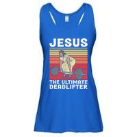 Vintage Jesus The Ultimate Deadlifter Funny Gym Bodybuliding Funny Gift Ladies Essential Flowy Tank