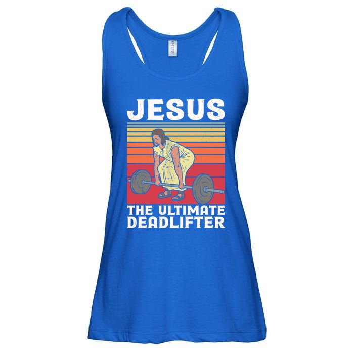 Vintage Jesus The Ultimate Deadlifter Funny Gym Bodybuliding Funny Gift Ladies Essential Flowy Tank