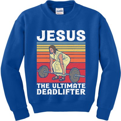 Vintage Jesus The Ultimate Deadlifter Funny Gym Bodybuliding Funny Gift Kids Sweatshirt
