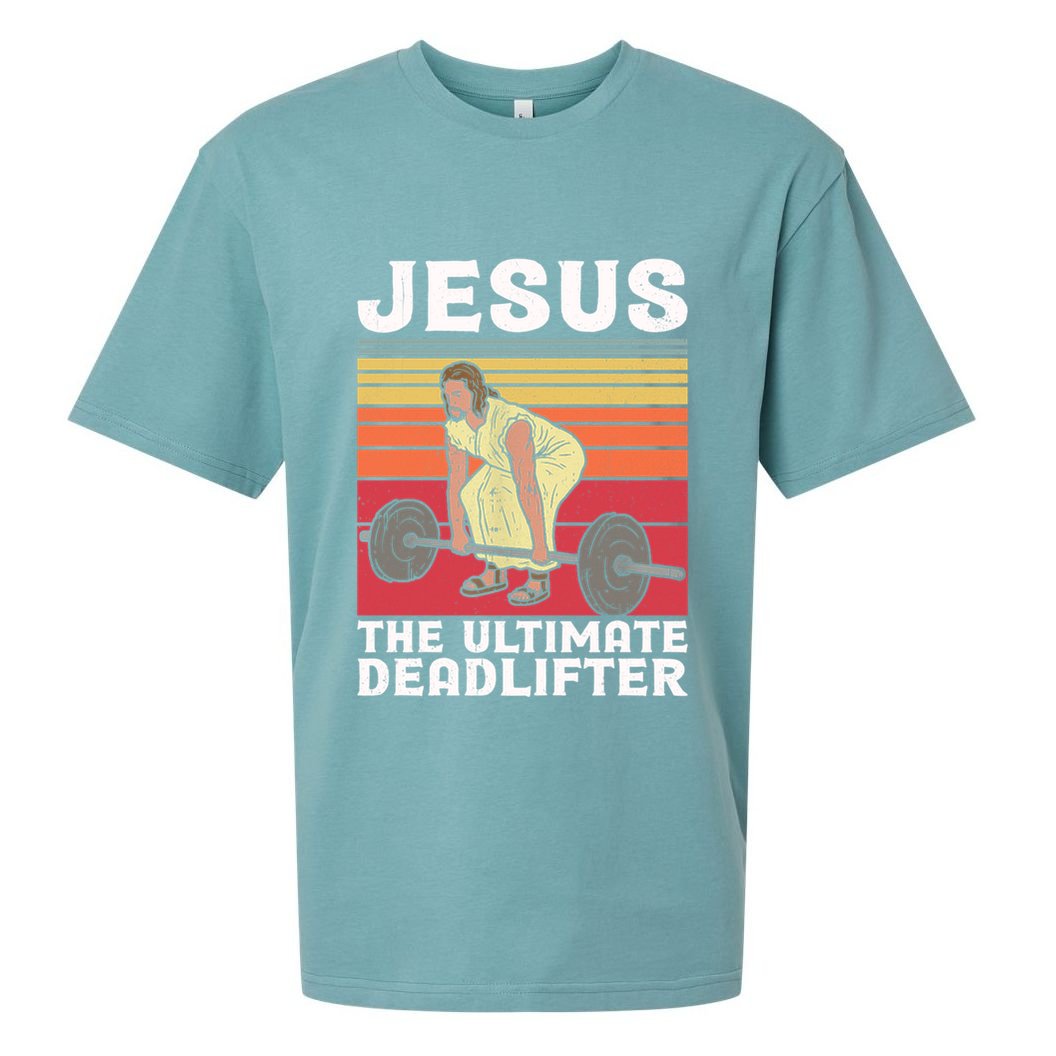 Vintage Jesus The Ultimate Deadlifter Funny Gym Bodybuliding Funny Gift Sueded Cloud Jersey T-Shirt
