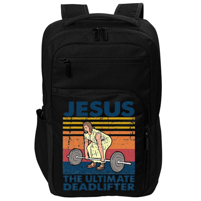 Vintage Jesus The Ultimate Deadlifter Funny Christian Gym Impact Tech Backpack