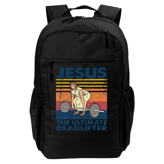 Vintage Jesus The Ultimate Deadlifter Funny Christian Gym Daily Commute Backpack