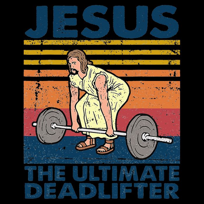 Vintage Jesus The Ultimate Deadlifter Funny Christian Gym Bucket Hat