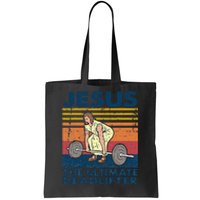 Vintage Jesus The Ultimate Deadlifter Funny Christian Gym Tote Bag