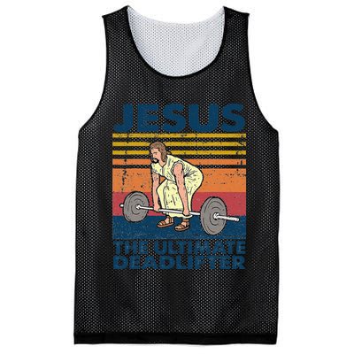 Vintage Jesus The Ultimate Deadlifter Funny Christian Gym Mesh Reversible Basketball Jersey Tank