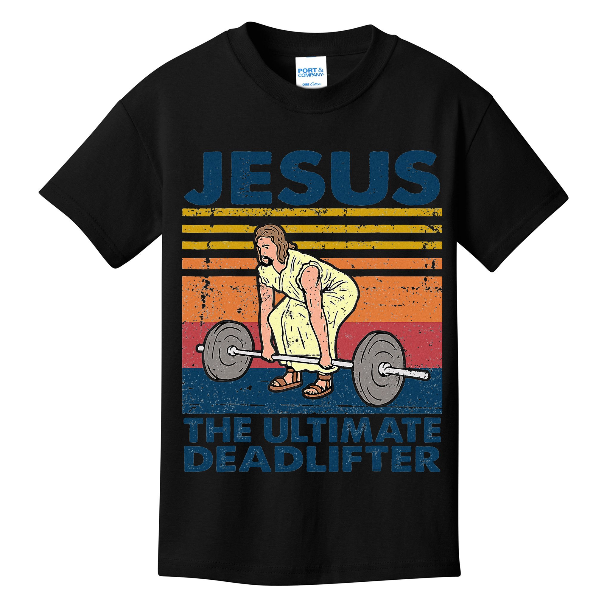Vintage Jesus The Ultimate Deadlifter Funny Christian Gym Kids T-Shirt