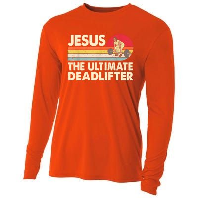 Vintage Jesus The Ultimate Deadlifter Funny Christian Gym Cooling Performance Long Sleeve Crew