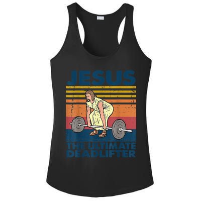 Vintage Jesus The Ultimate Deadlifter Funny Christian Gym Ladies PosiCharge Competitor Racerback Tank