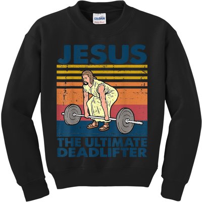 Vintage Jesus The Ultimate Deadlifter Funny Christian Gym Kids Sweatshirt