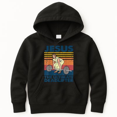 Vintage Jesus The Ultimate Deadlifter Funny Christian Gym Kids Hoodie