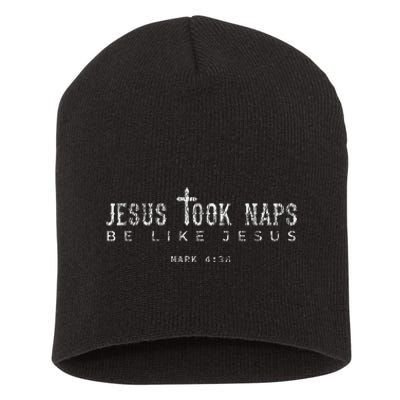 Vintage Jesus Took Naps Be Like Jesus Christ Cross Christian Short Acrylic Beanie