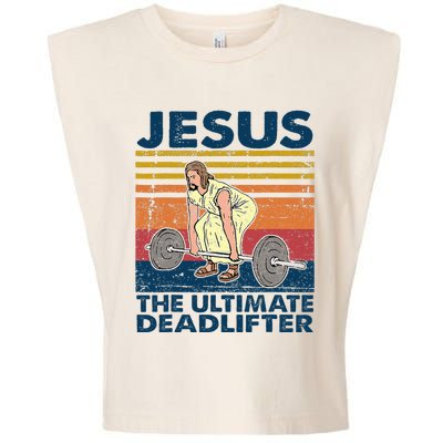 Vintage Jesus The Ultimate Deadlifter Funny Christian Gym Garment-Dyed Women's Muscle Tee