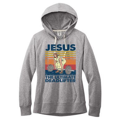 Vintage Jesus The Ultimate Deadlifter Funny Christian Gym Women's Fleece Hoodie