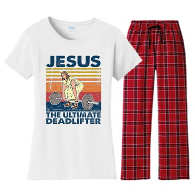 Vintage Jesus The Ultimate Deadlifter Funny Christian Gym Women's Flannel Pajama Set