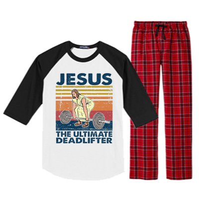 Vintage Jesus The Ultimate Deadlifter Funny Christian Gym Raglan Sleeve Pajama Set