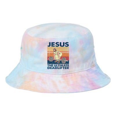 Vintage Jesus The Ultimate Deadlifter Funny Christian Gym Tie Dye Newport Bucket Hat