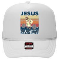 Vintage Jesus The Ultimate Deadlifter Funny Christian Gym High Crown Mesh Back Trucker Hat