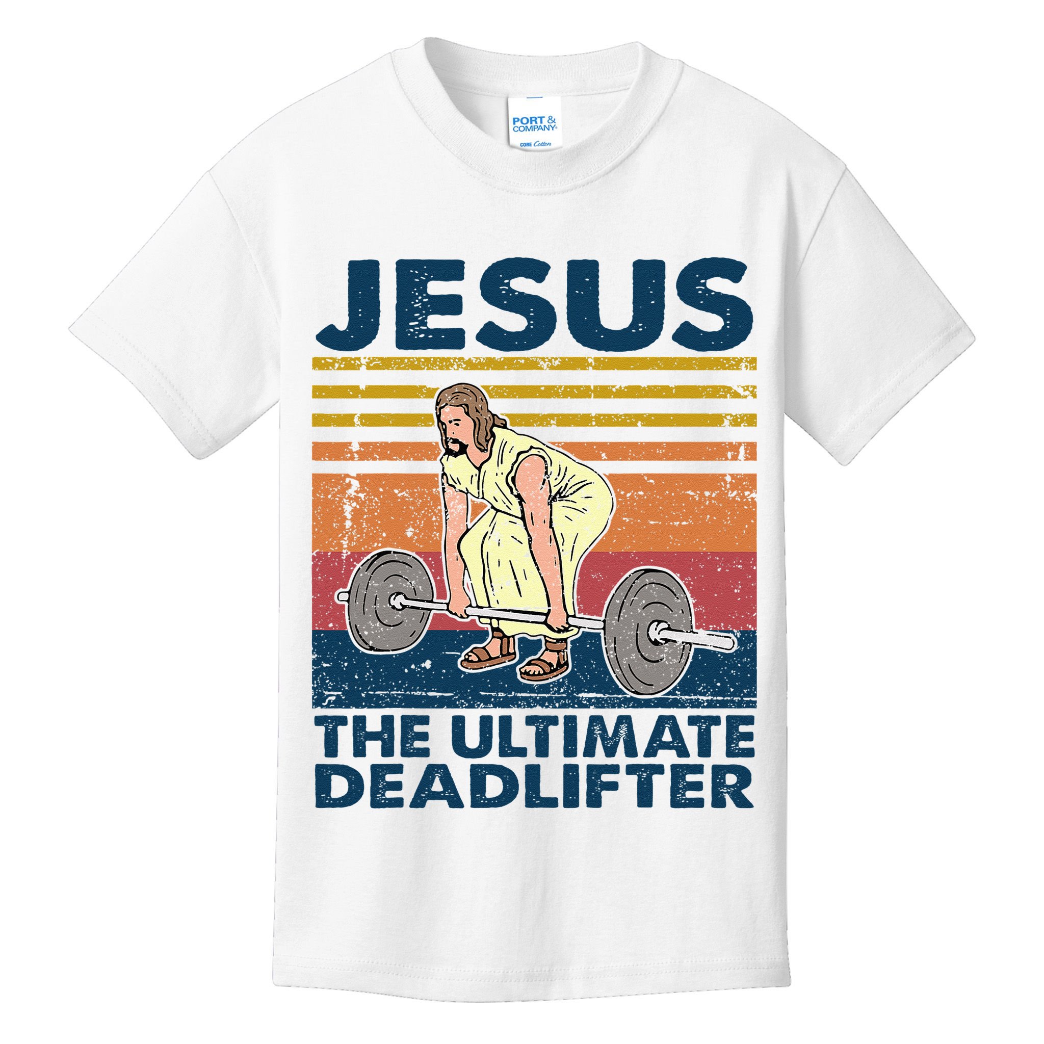 Vintage Jesus The Ultimate Deadlifter Funny Christian Gym Kids T-Shirt