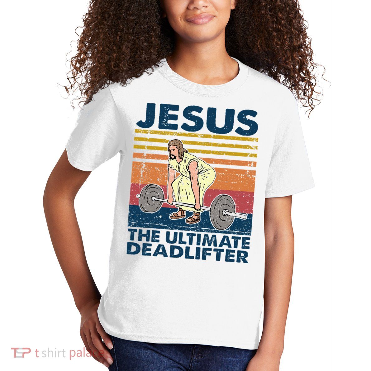 Vintage Jesus The Ultimate Deadlifter Funny Christian Gym Kids T-Shirt