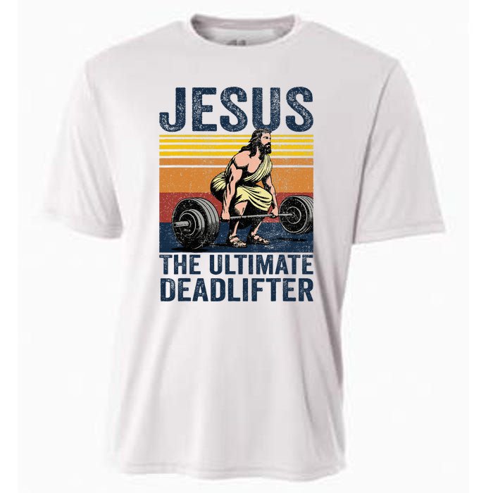 Vintage Jesus The Ultimate Deadlifter Funny Christian Gym Cooling Performance Crew T-Shirt