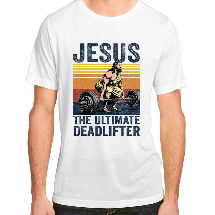 Vintage Jesus The Ultimate Deadlifter Funny Christian Gym Adult ChromaSoft Performance T-Shirt