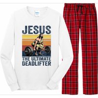 Vintage Jesus The Ultimate Deadlifter Funny Christian Gym Long Sleeve Pajama Set