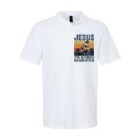 Vintage Jesus The Ultimate Deadlifter Funny Christian Gym Softstyle Adult Sport Polo