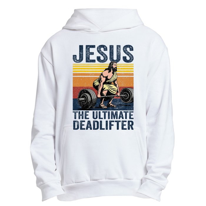 Vintage Jesus The Ultimate Deadlifter Funny Christian Gym Urban Pullover Hoodie