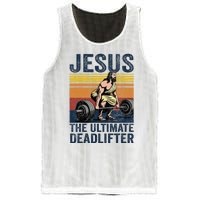 Vintage Jesus The Ultimate Deadlifter Funny Christian Gym Mesh Reversible Basketball Jersey Tank