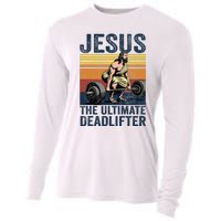 Vintage Jesus The Ultimate Deadlifter Funny Christian Gym Cooling Performance Long Sleeve Crew