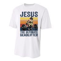 Vintage Jesus The Ultimate Deadlifter Funny Christian Gym Performance Sprint T-Shirt