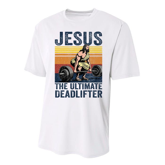 Vintage Jesus The Ultimate Deadlifter Funny Christian Gym Performance Sprint T-Shirt