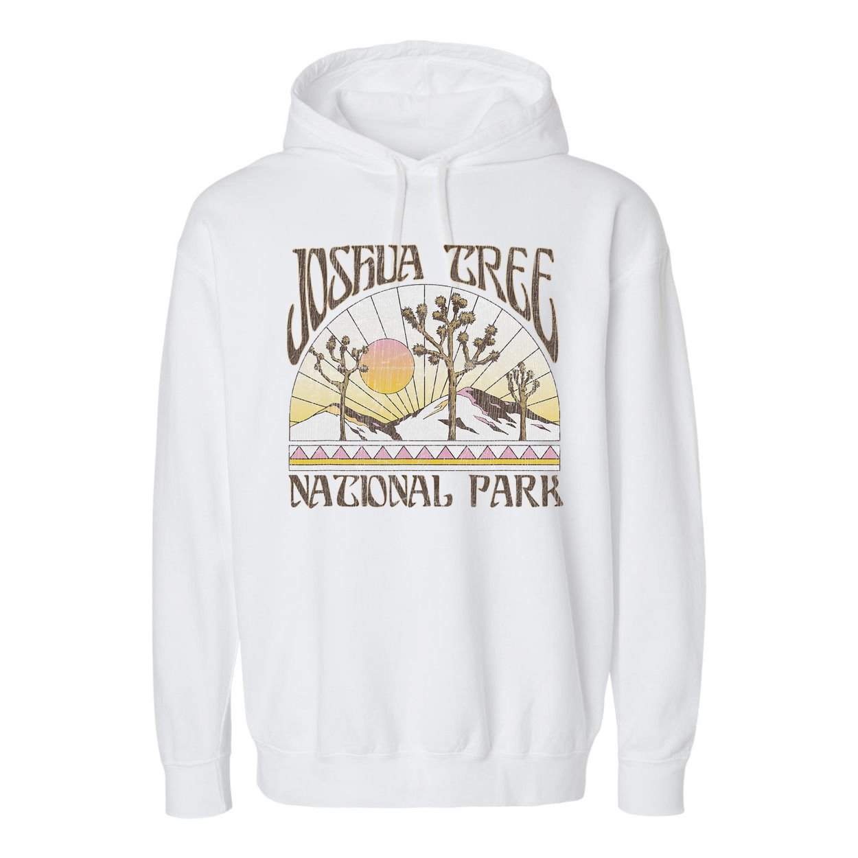 Vintage Joshua Tree National Park Retro Outdoor Camping Hike Garment-Dyed Fleece Hoodie