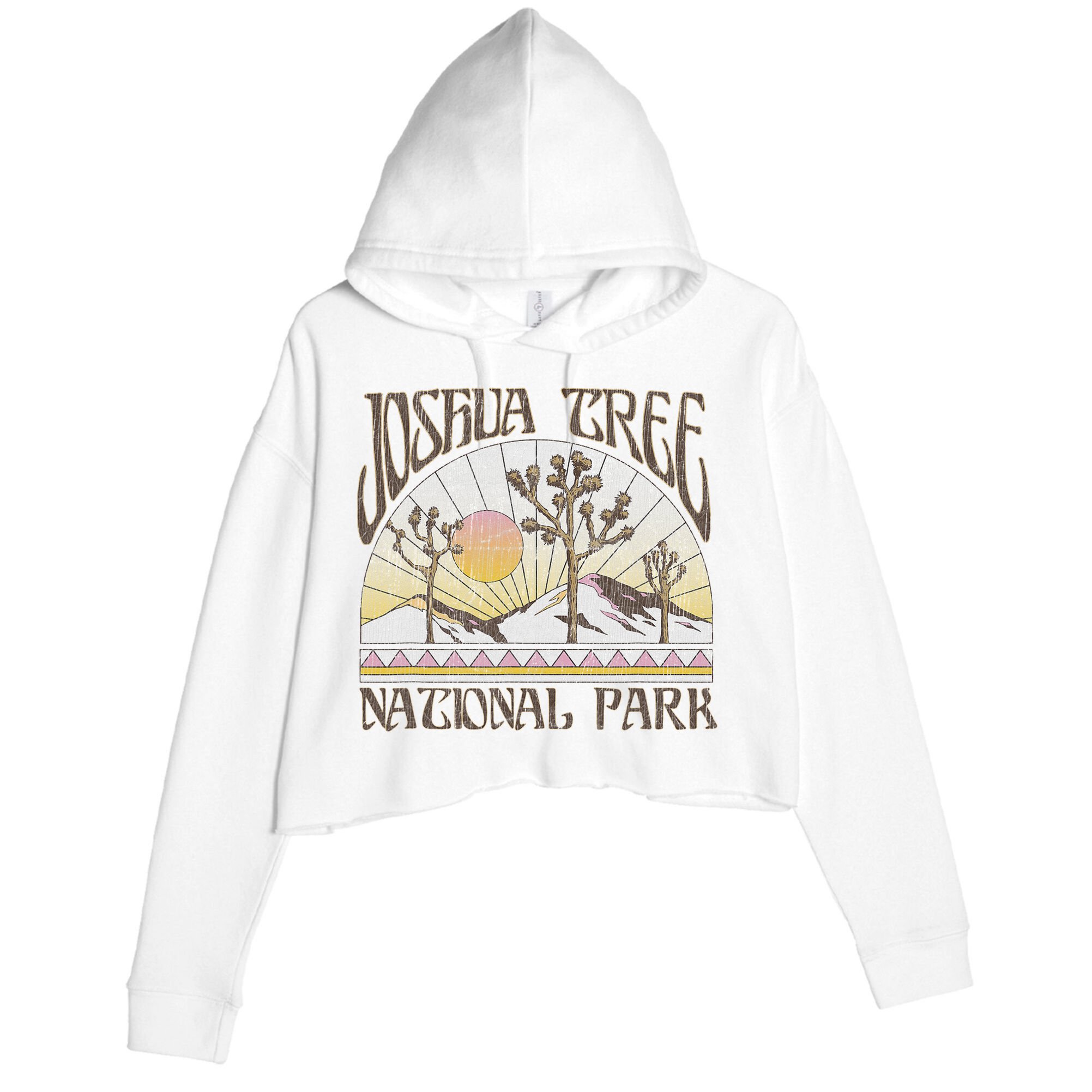 Vintage Joshua Tree National Park Retro Outdoor Camping Hike Crop Fleece Hoodie