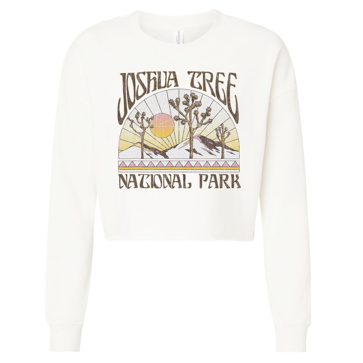 Vintage Joshua Tree National Park Retro Outdoor Camping Hike Cropped Pullover Crew