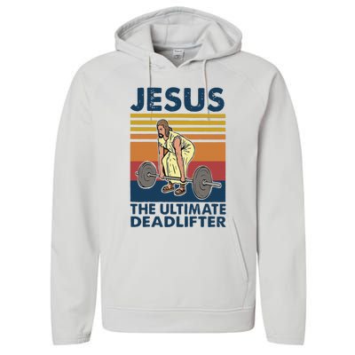 Vintage Jesus The Ultimate Deadlifter Gym Christian Faith Performance Fleece Hoodie